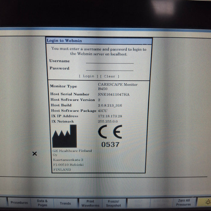 GE Healthcare Carescape B450 Patient Monitor