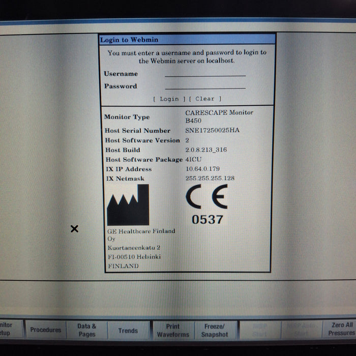 GE Healthcare Carescape B450 Patient Monitor