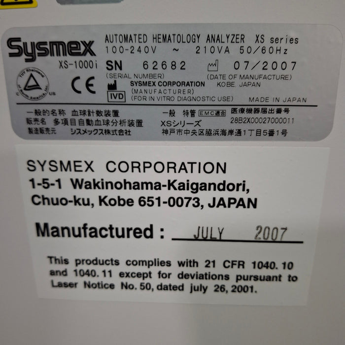 Sysmex XS-1000i Automated Hematology Analyzer