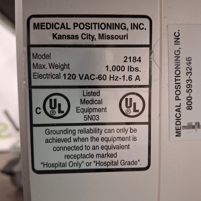 Medical Positioning, Inc. 2184 Ultrasound Echo Table