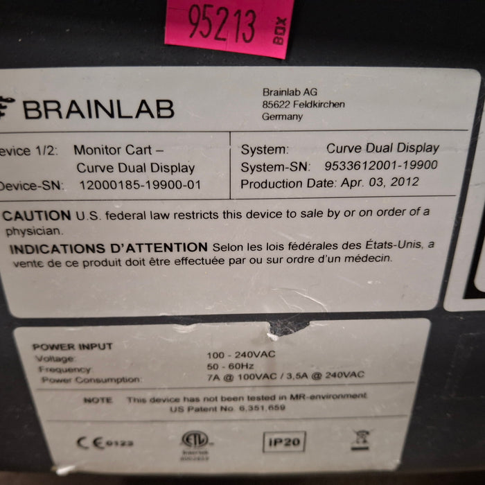 Brainlab, Inc. Curve Dual Display Curve Dual Display + Camera Cart