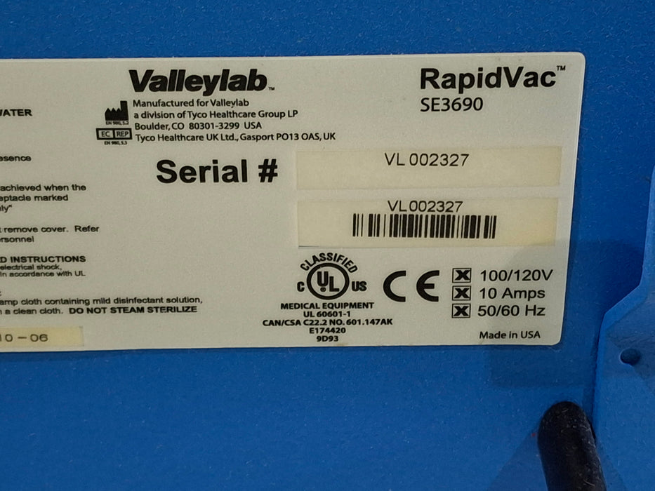 Covidien RapidVac SE3690 Smoke Evacuator