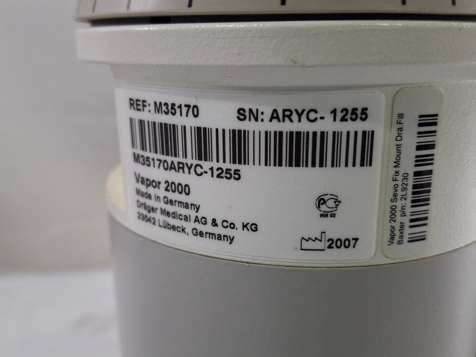 Draeger Medical Vapor 2000 Sevoflurane Vaporizer