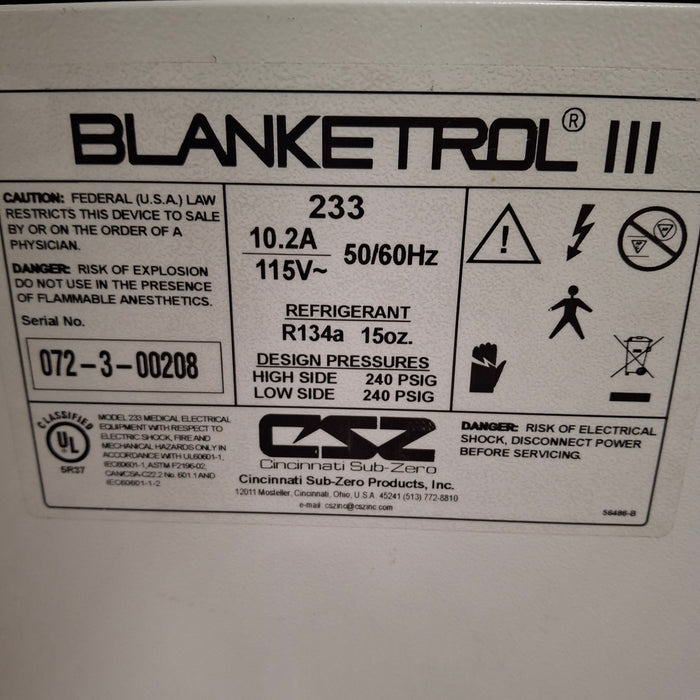 Cincinnati Sub-Zero CSZ Blanketrol III Hypothermia Unit
