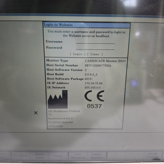 GE Healthcare Carescape B650 Patient Monitor