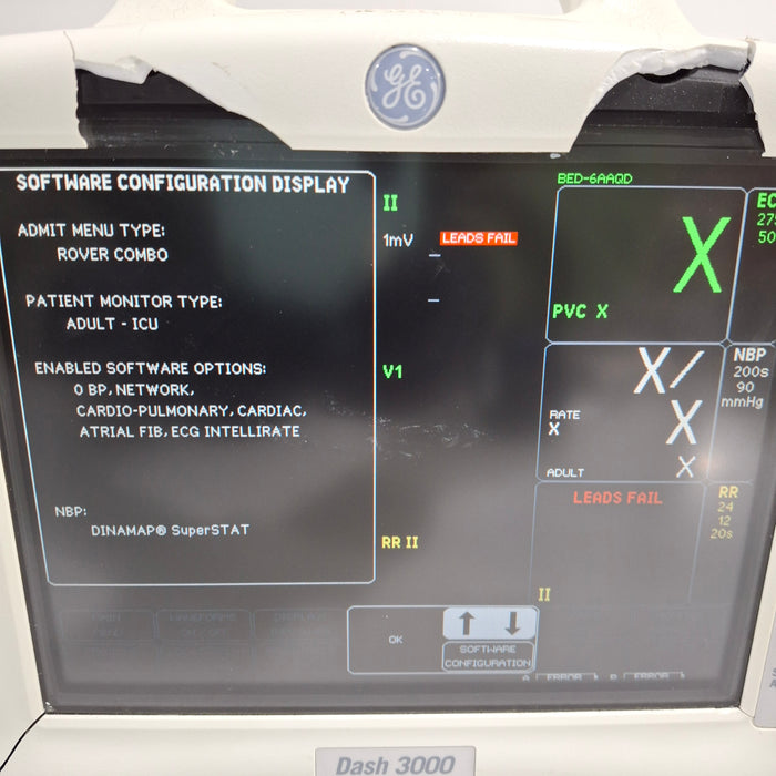 GE Healthcare Dash 3000 - Masimo SpO2 Patient Monitor