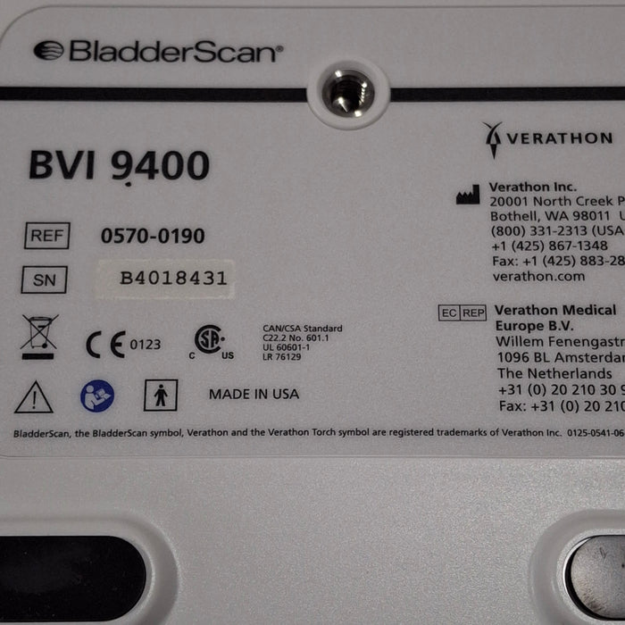 Verathon Medical, Inc BVI 9400 Bladderscan