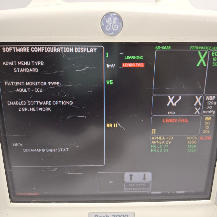 GE Healthcare Dash 3000 - Masimo SpO2 Patient Monitor