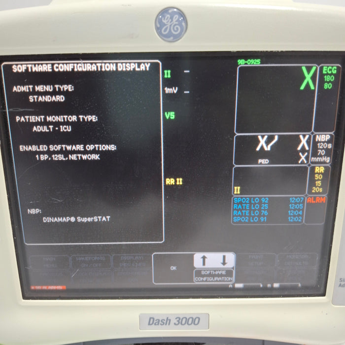 GE Healthcare Dash 3000 - Masimo SpO2 Patient Monitor