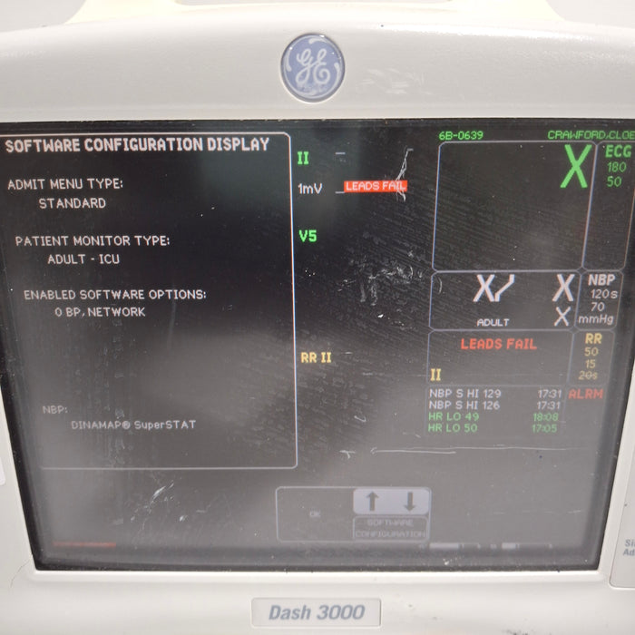 GE Healthcare Dash 3000 - Masimo SpO2 Patient Monitor