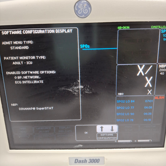 GE Healthcare Dash 3000 - Masimo SpO2 Patient Monitor