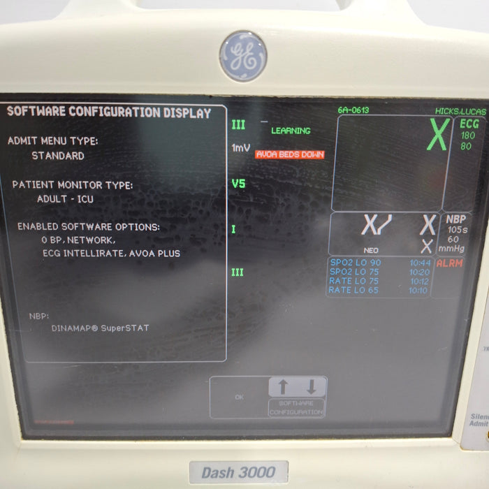 GE Healthcare Dash 3000 - Masimo SpO2 Patient Monitor