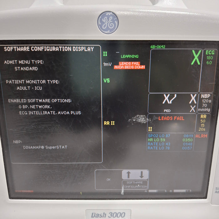 GE Healthcare Dash 3000 - Masimo SpO2 Patient Monitor