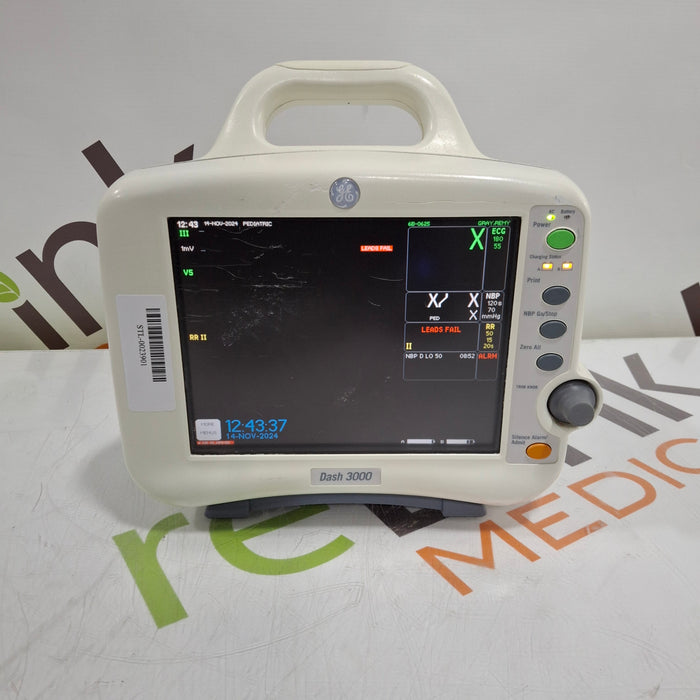 GE Healthcare Dash 3000 - Masimo SpO2 Patient Monitor