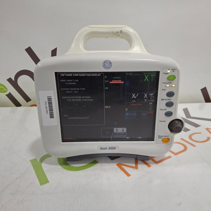 GE Healthcare Dash 3000 - Masimo SpO2 Patient Monitor