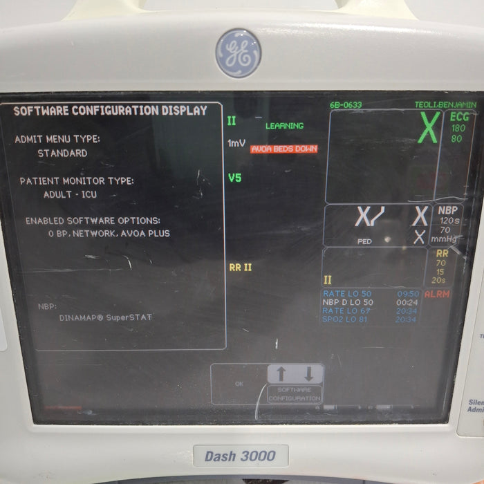 GE Healthcare Dash 3000 - Masimo SpO2 Patient Monitor