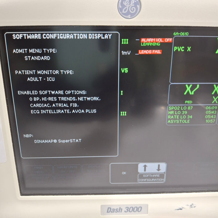 GE Healthcare Dash 3000 - Masimo SpO2 Patient Monitor