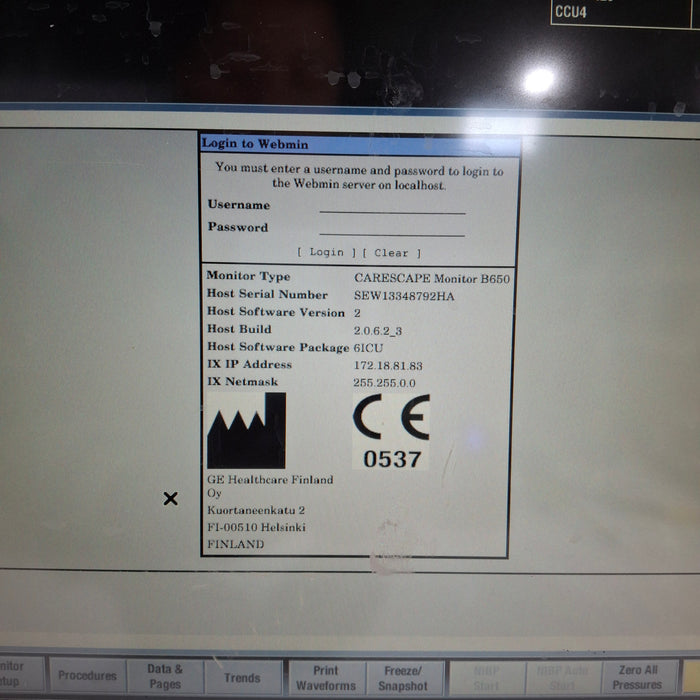 GE Healthcare Carescape B650 Patient Monitor