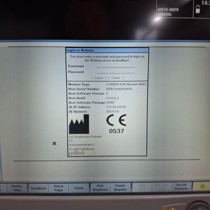 GE Healthcare Carescape B650 Patient Monitor