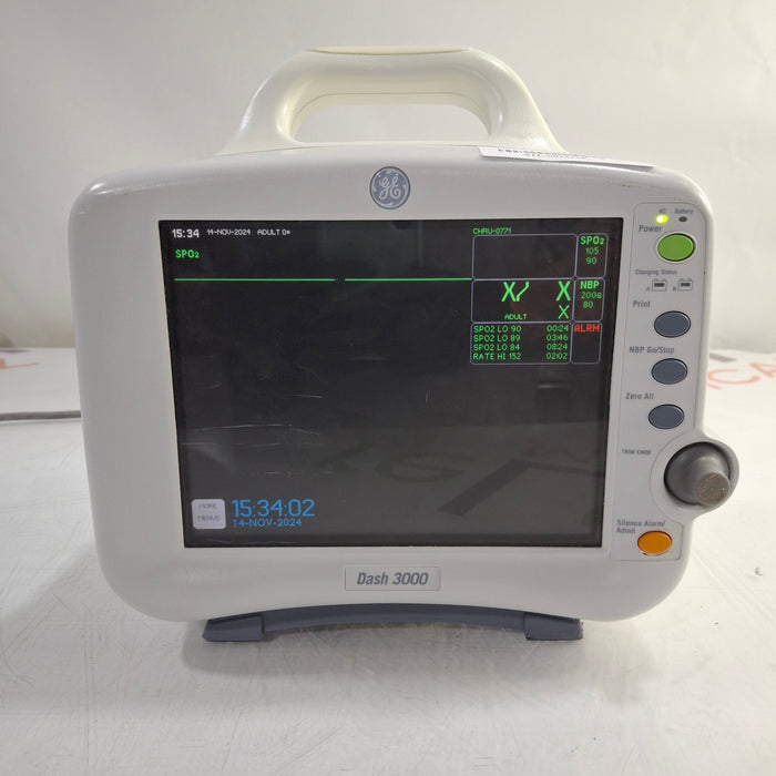 GE Healthcare Dash 3000 - Masimo SpO2 Patient Monitor