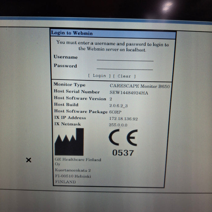 GE Healthcare Carescape B650 Patient Monitor