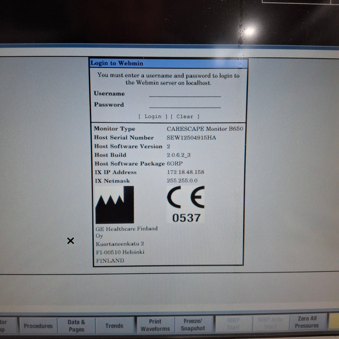 GE Healthcare Carescape B650 Patient Monitor