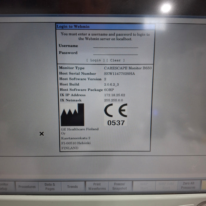 GE Healthcare Carescape B650 Patient Monitor