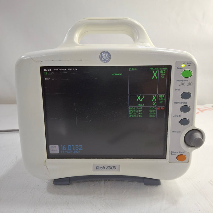 GE Healthcare Dash 3000 - Masimo SpO2 Patient Monitor