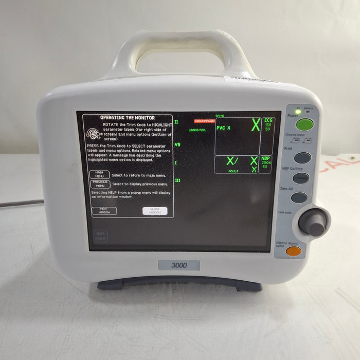 GE Healthcare Dash 3000 - Masimo SpO2 Patient Monitor