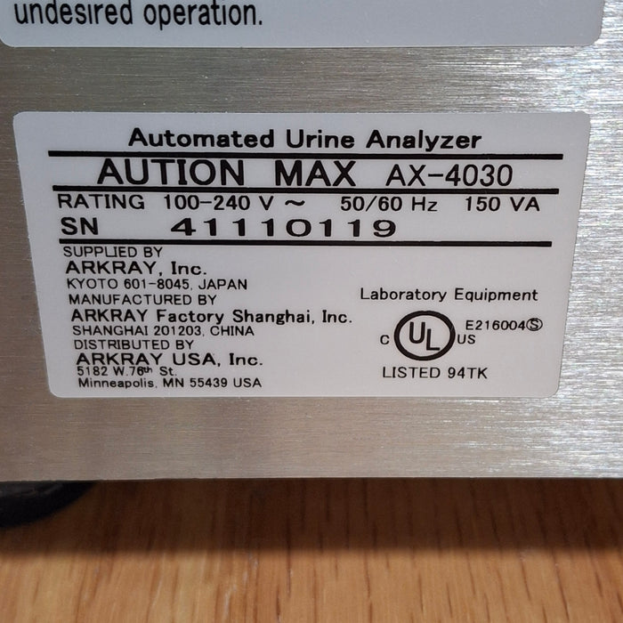 Arkray Inc Aution Max AX-4030 Automated Urine Analyzer