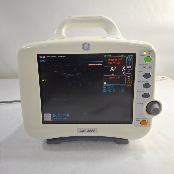 GE Healthcare Dash 3000 - Masimo SpO2 Patient Monitor