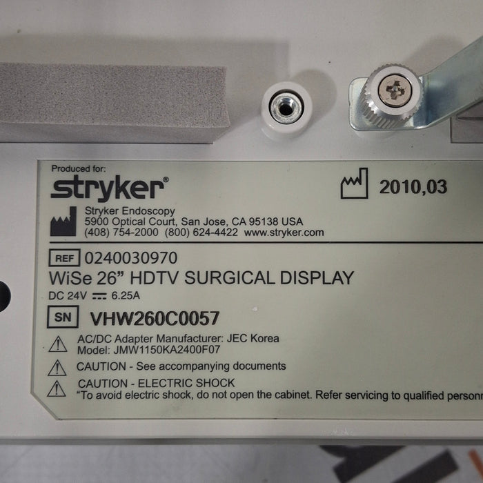 Stryker WiSe 26" HDTV Surgical Display 240-030-970 Monitor