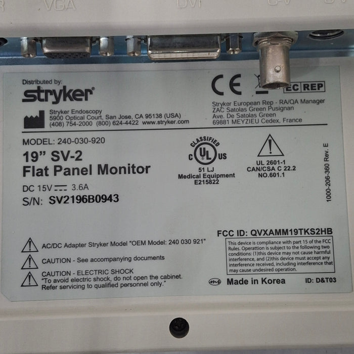 Stryker SV-2 High Definition Monitor