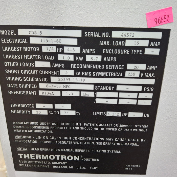 Thermotron CDS-5 Cytogenetic Drying Chamber Hood