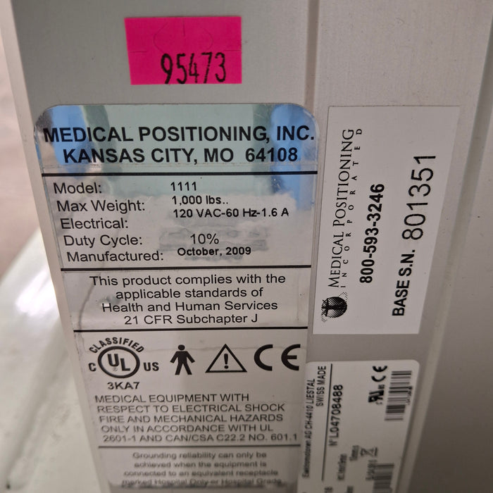 Medical Positioning, Inc. Model 1111 HUT Table