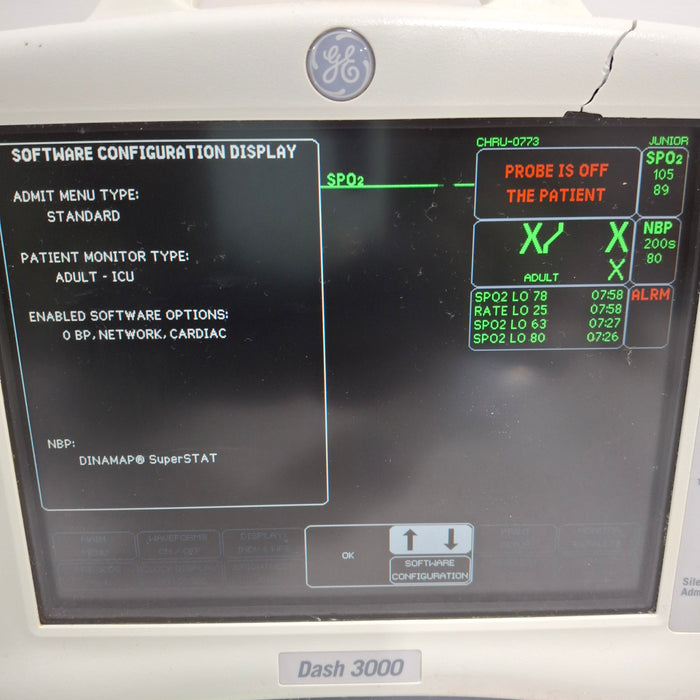 GE Healthcare Dash 3000 - Masimo SpO2 Patient Monitor