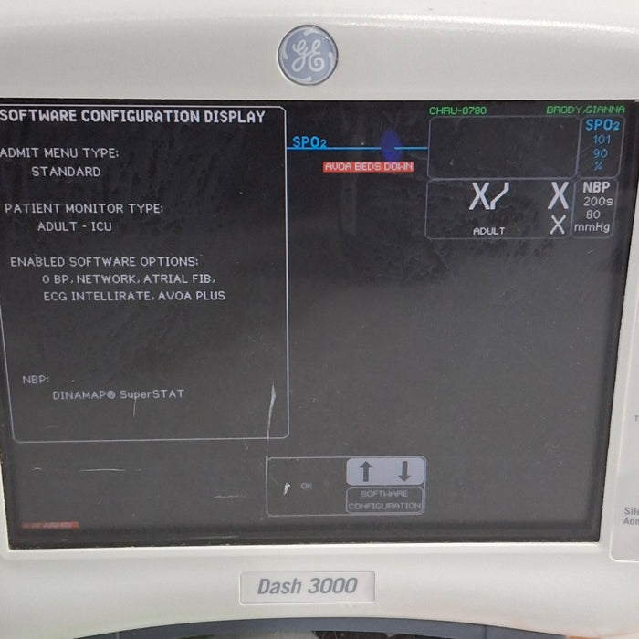 GE Healthcare Dash 3000 - Masimo SpO2 Patient Monitor