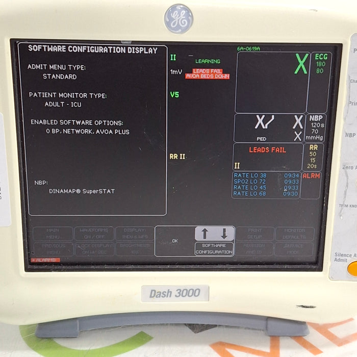GE Healthcare Dash 3000 - Masimo SpO2 Patient Monitor