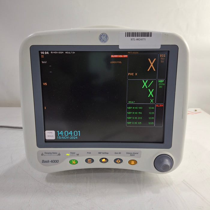 GE Healthcare Dash 4000 - Masimo SpO2 Patient Monitor