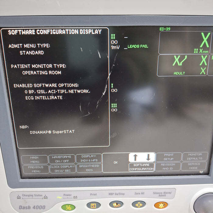 GE Healthcare Dash 4000 - Masimo SpO2 Patient Monitor