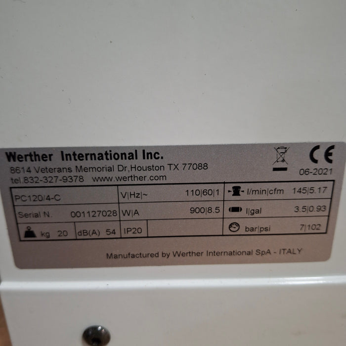 Werther International PC120/4-C 110V Ultra-Quiet Oilless Air Compressor