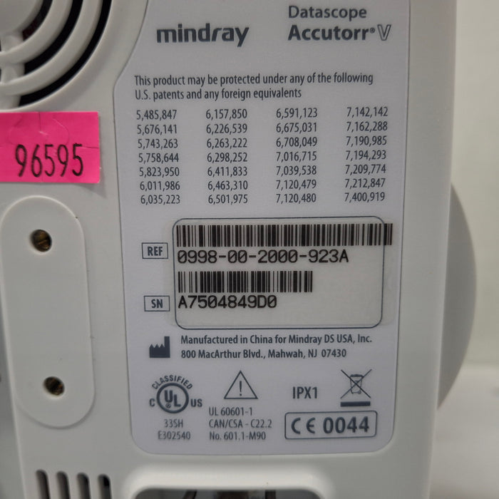 Mindray Datascope Accutorr V Vital Signs Monitor