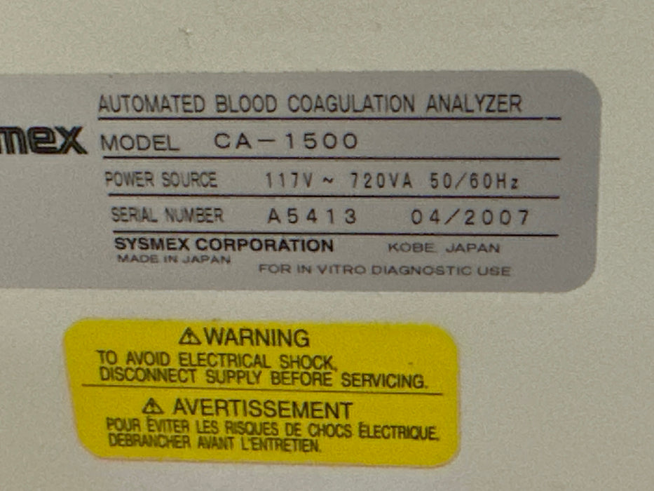 Sysmex Sysmex CA-1500 Hematology Analyzer Clinical Lab reLink Medical