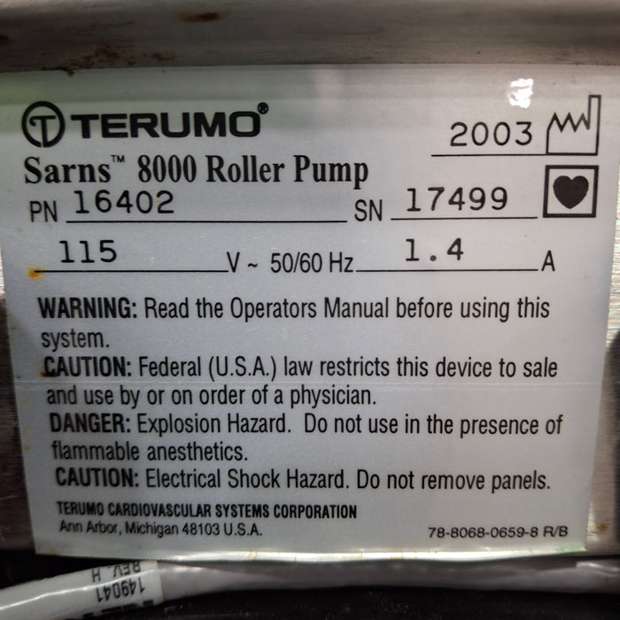 Terumo Medical Terumo Medical Sarns 8000 Heart/Lung System Cardiology reLink Medical