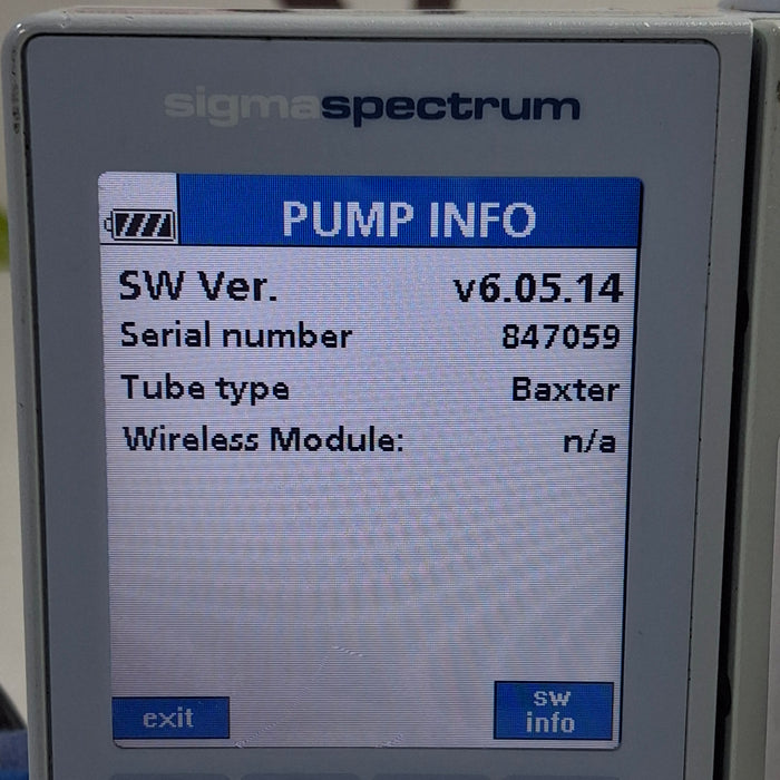 Baxter Sigma Spectrum 6.05.14 without Battery Infusion Pump