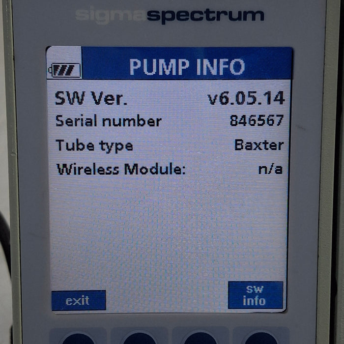 Baxter Baxter Sigma Spectrum 6.05.14 without Battery Infusion Pump Infusion Pump reLink Medical