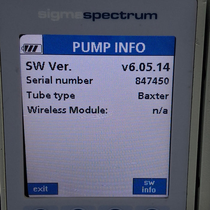 Baxter Baxter Sigma Spectrum 6.05.14 without Battery Infusion Pump Infusion Pump reLink Medical