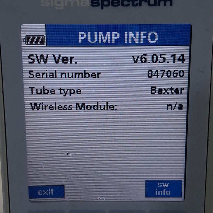 Baxter Baxter Sigma Spectrum 6.05.14 without Battery Infusion Pump Infusion Pump reLink Medical