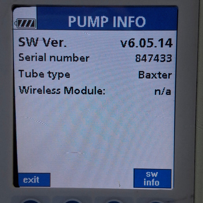 Baxter Baxter Sigma Spectrum 6.05.14 without Battery Infusion Pump Infusion Pump reLink Medical