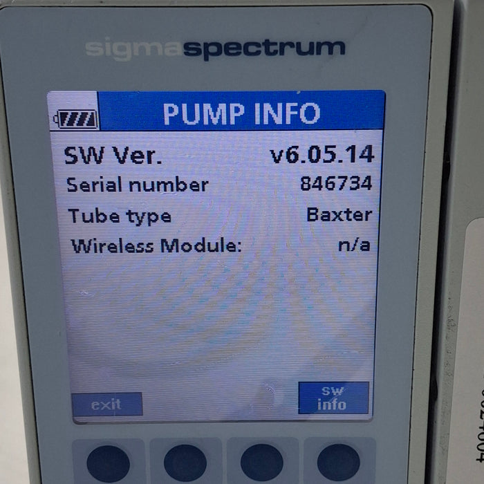 Baxter Sigma Spectrum 6.05.14 without Battery Infusion Pump